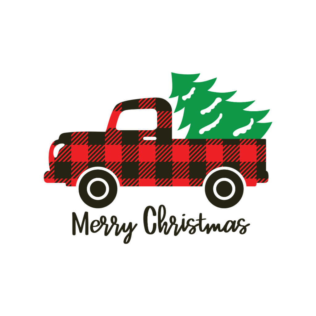 buffalo plaid truck with christmas tree printable