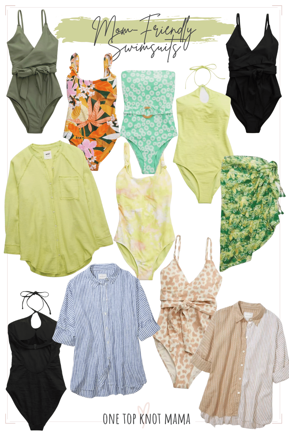 mom friendly swimsuits to shop for at American Eagle, Aerie