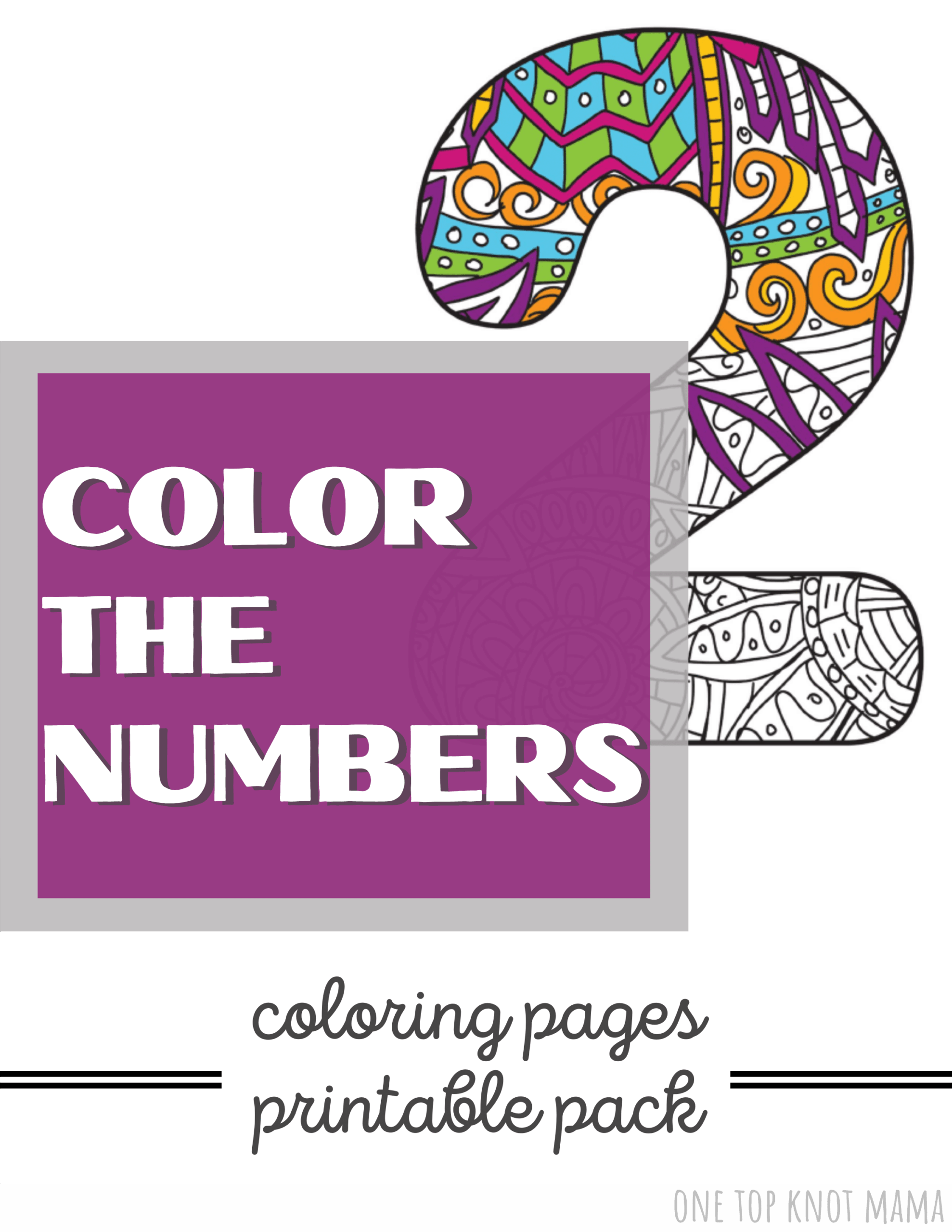 number coloring page printable pack