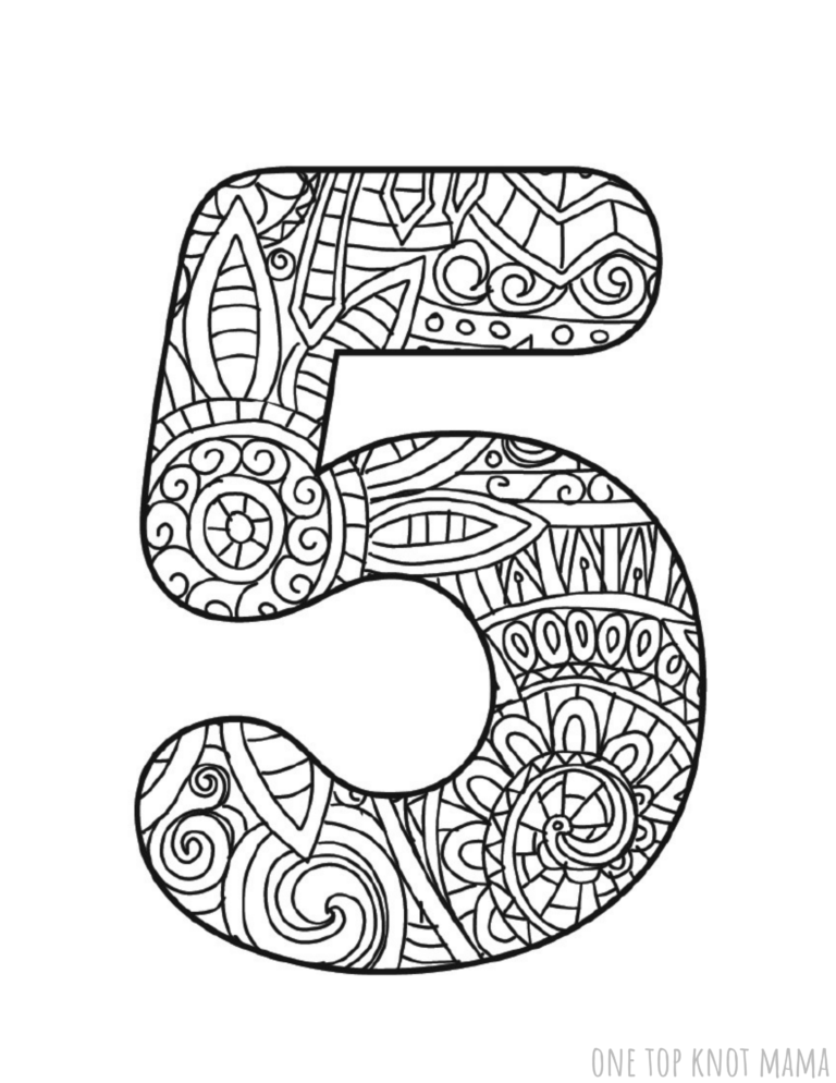 Free Coloring Pages Numbers 1-9 ⋆ One Top Knot Mama