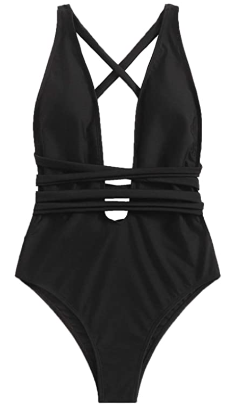 black one piece swimsuit