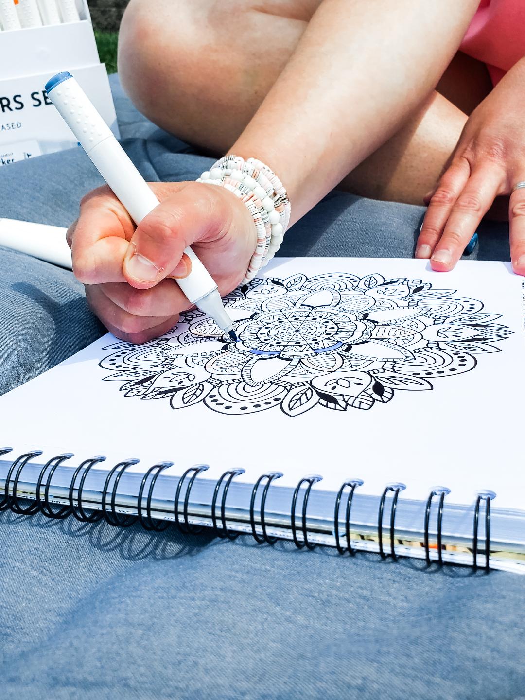 coloring a mandala with markers