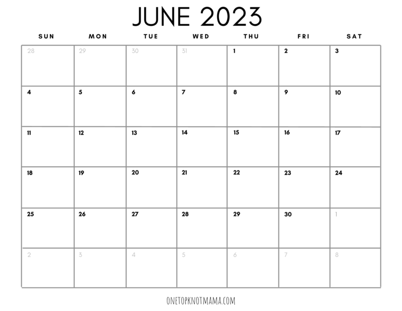 Free Printable 2023 Calendar Monthly Templates ⋆ One Top Knot Mama