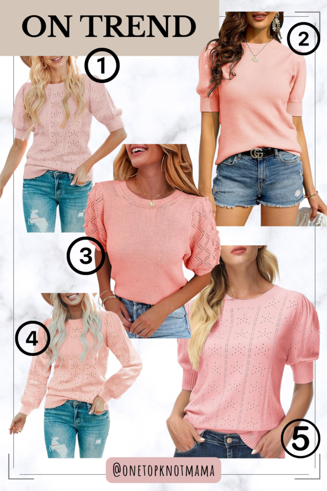 photo collage - pink puff sleeve sweaters for women