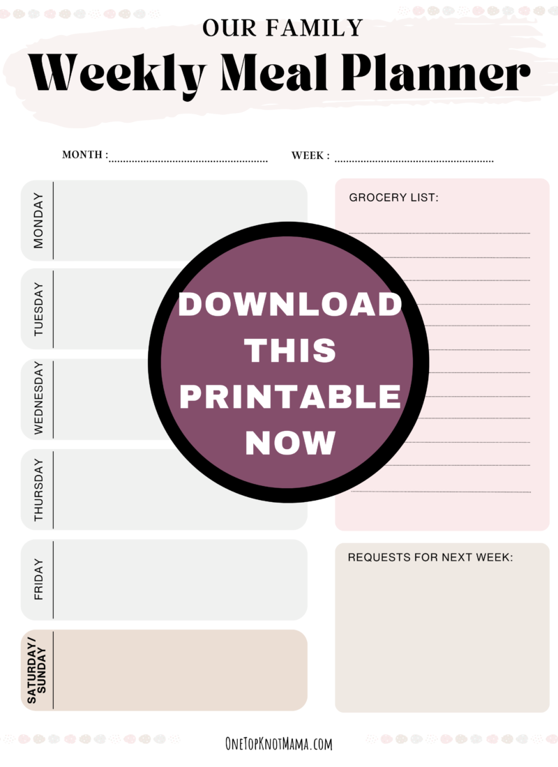 Simplify Dinner Time with a Free Weekly Meal Planner Printable