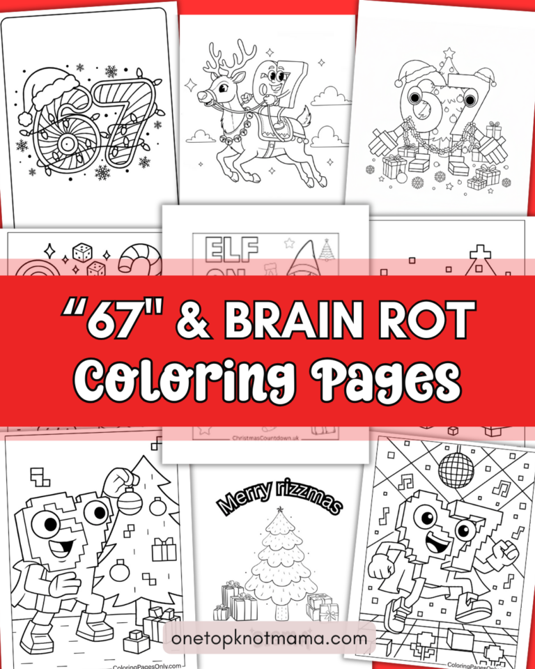 "67" brain rot coloring pages