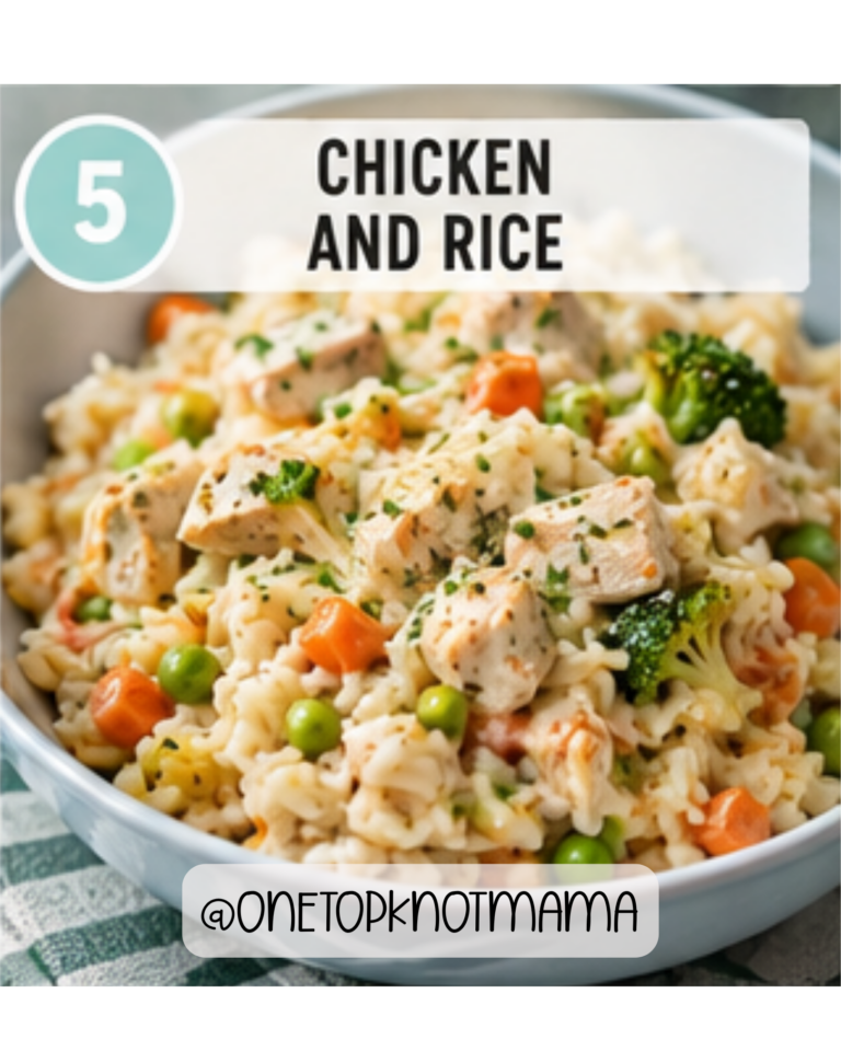 Creamy crockpot chicken and rice with broccoli, peas, carrots, and tender chicken for a family-friendly meal.