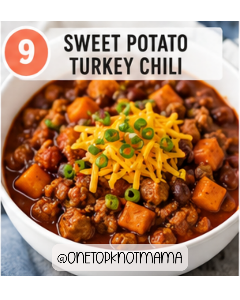 Healthy crockpot turkey chili with sweet potatoes, black beans, tomatoes, and cheddar cheese topping.