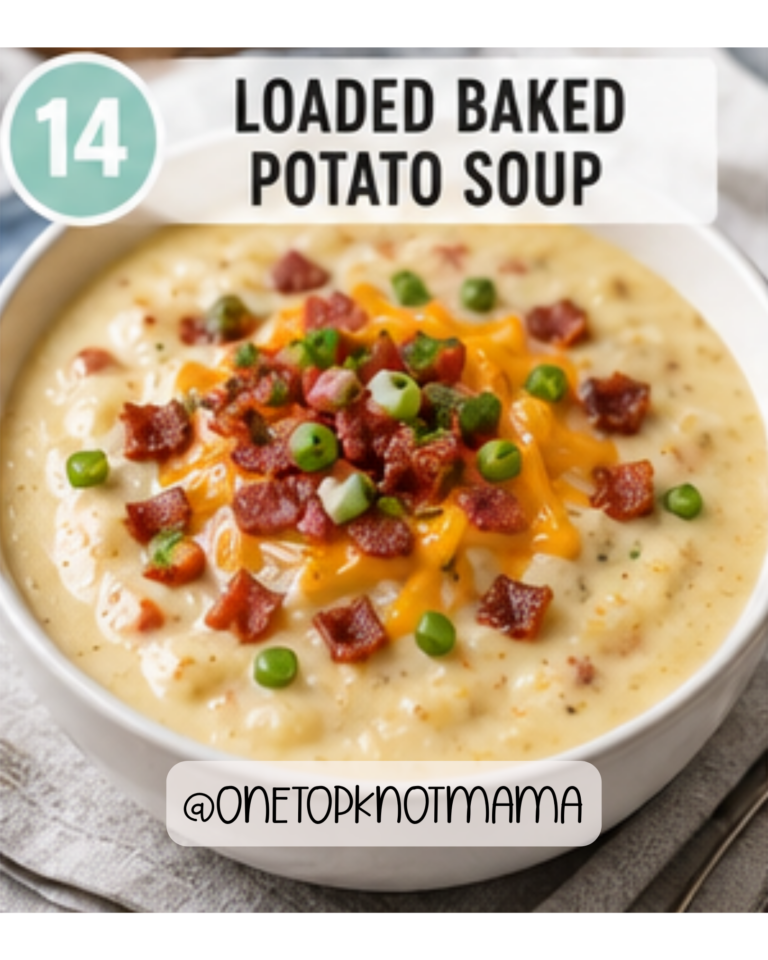 Creamy loaded baked potato soup in the slow cooker topped with bacon, cheddar cheese, green onions, and sour cream.